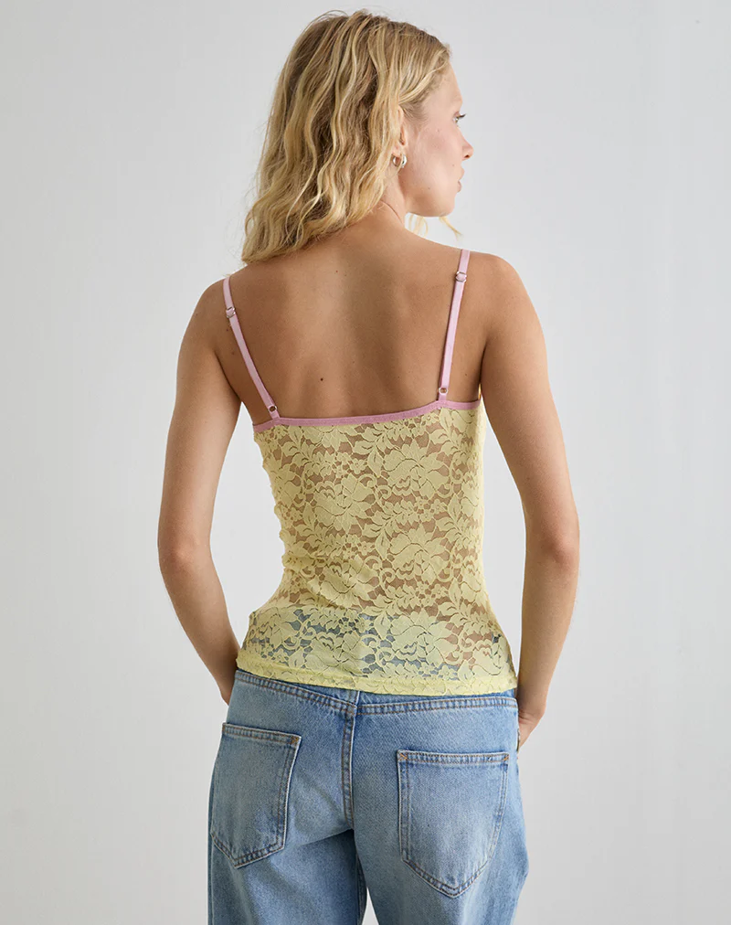Redum Cami Top in Yellow Lace - Image 4