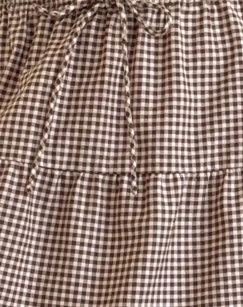 Reef Midi Skirt in Mini Gingham Brown - Image 5