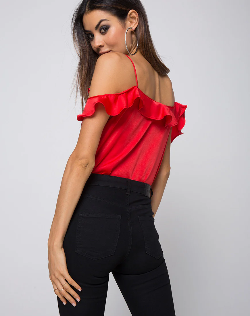 Reilly Cold Shoulder Bodice in Red - Image 2