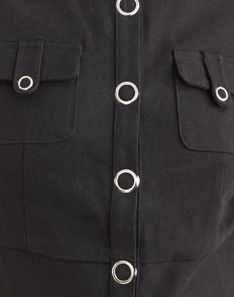 Renia Button Top in Dark Grey - Image 7