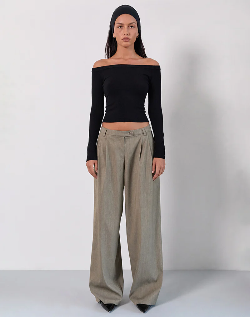 Renie Bardot Top in Black Knit - Image 2