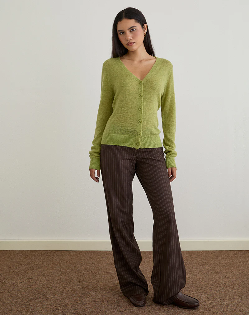 Renisa Cardigan in Sheer Knit Green - Image 4