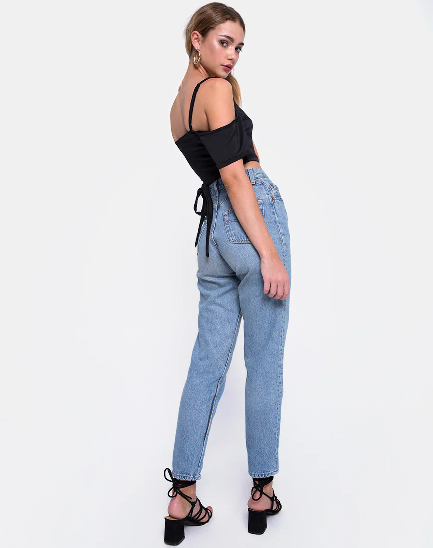 Renta Cold Shoulder Top in Satin Black - Image 4