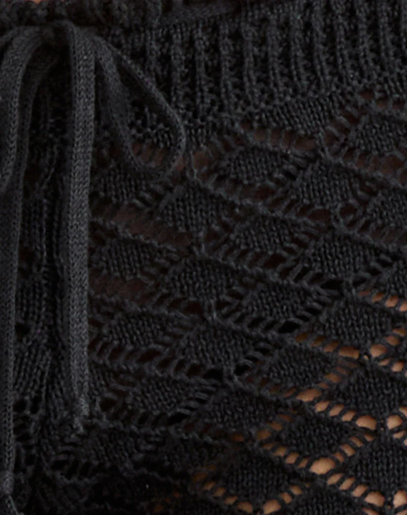 Renuka Capri Trousers with Frill Hem in Knit Black - Image 5