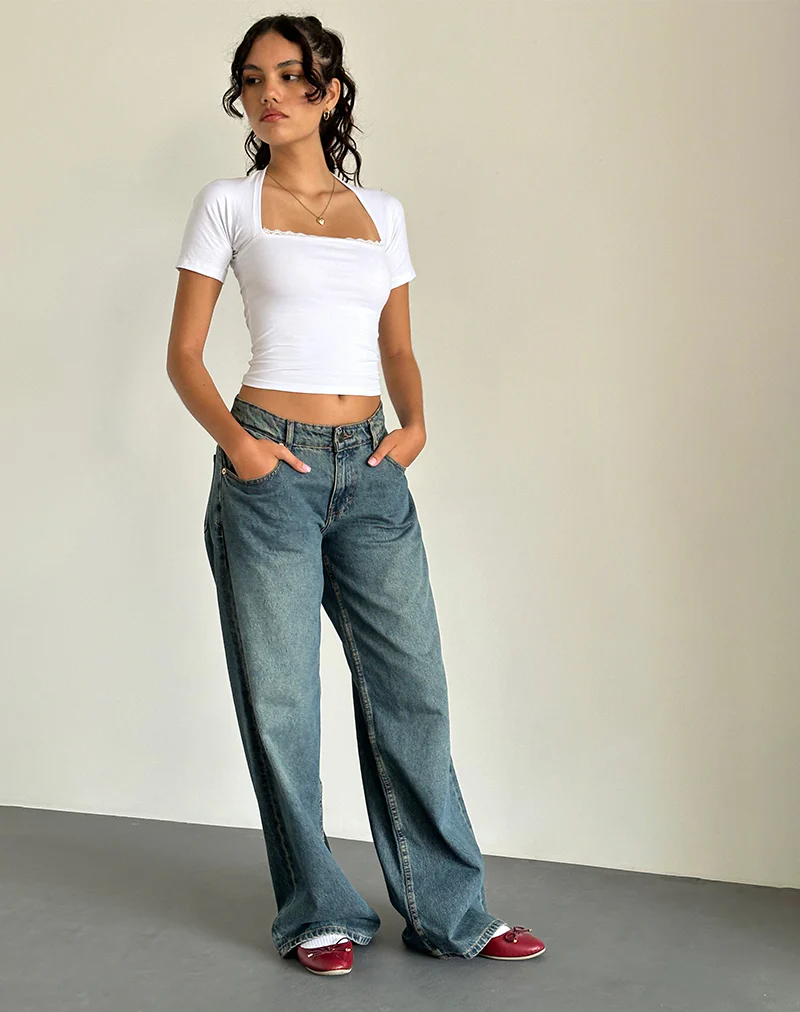 Reqla Top in White with Lace Trim - Image 4