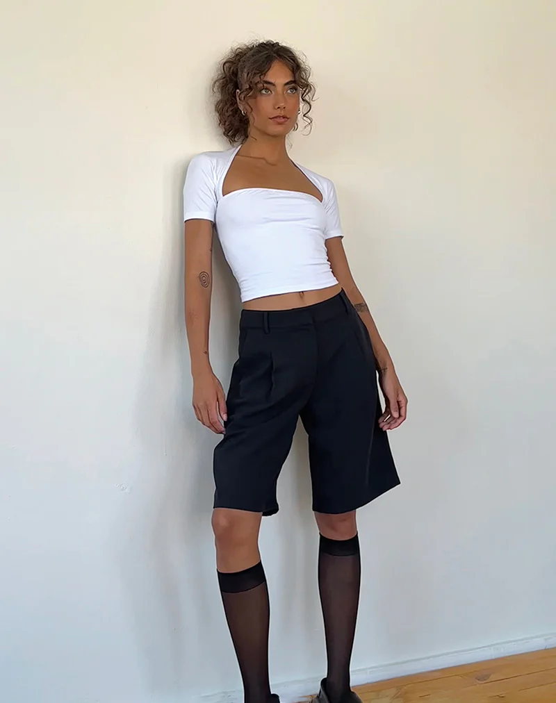 Requa Short Sleeve Square Neck Top in White - Image 5