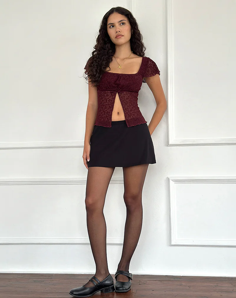 Retina Top in Ditsy Flock Burnt Maroon - Image 5