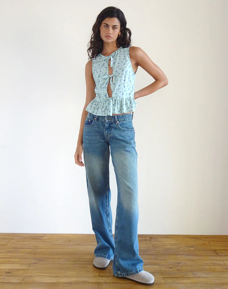 Revata Tie Front Top in Pretty Petal Green - Image 3