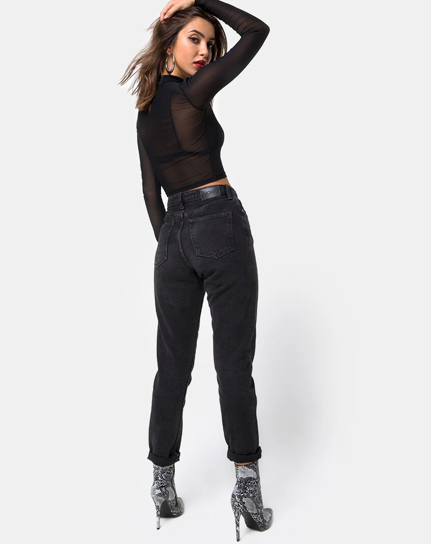 Rhala Crop Top in Black Net - Image 4