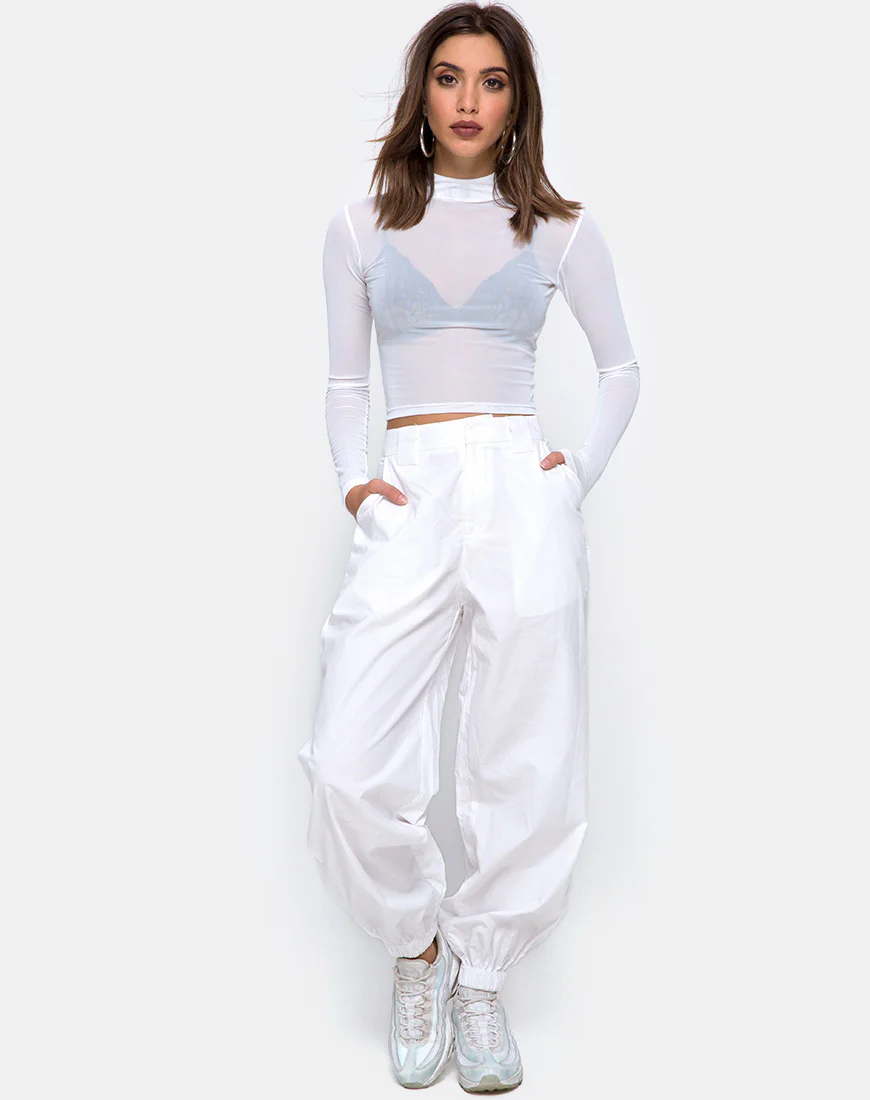 Rhala Crop Top in White Net - Image 4