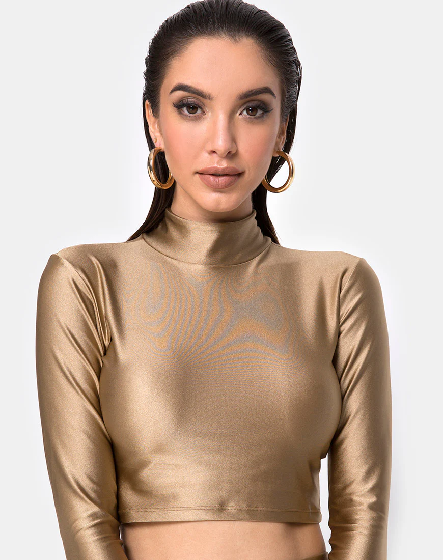 Rhala Crop Top in Nylon Gold - Image 2