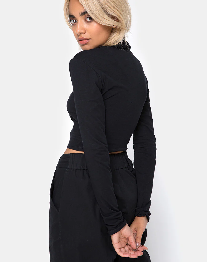Rhala Crop Top in Tokyo Techno Black Embro - Image 2