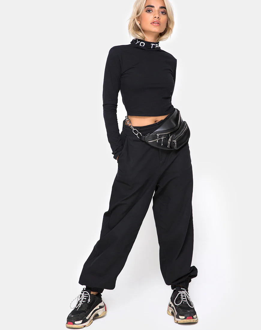 Rhala Crop Top in Tokyo Techno Black Embro - Image 3