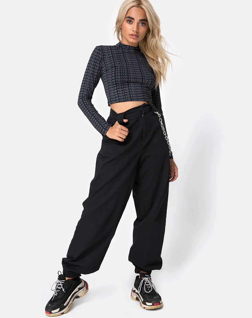 Rhala Crop Top in Tokyo Techno Tour Black - Image 3