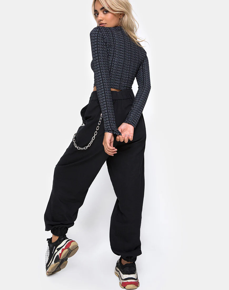 Rhala Crop Top in Tokyo Techno Tour Black - Image 4
