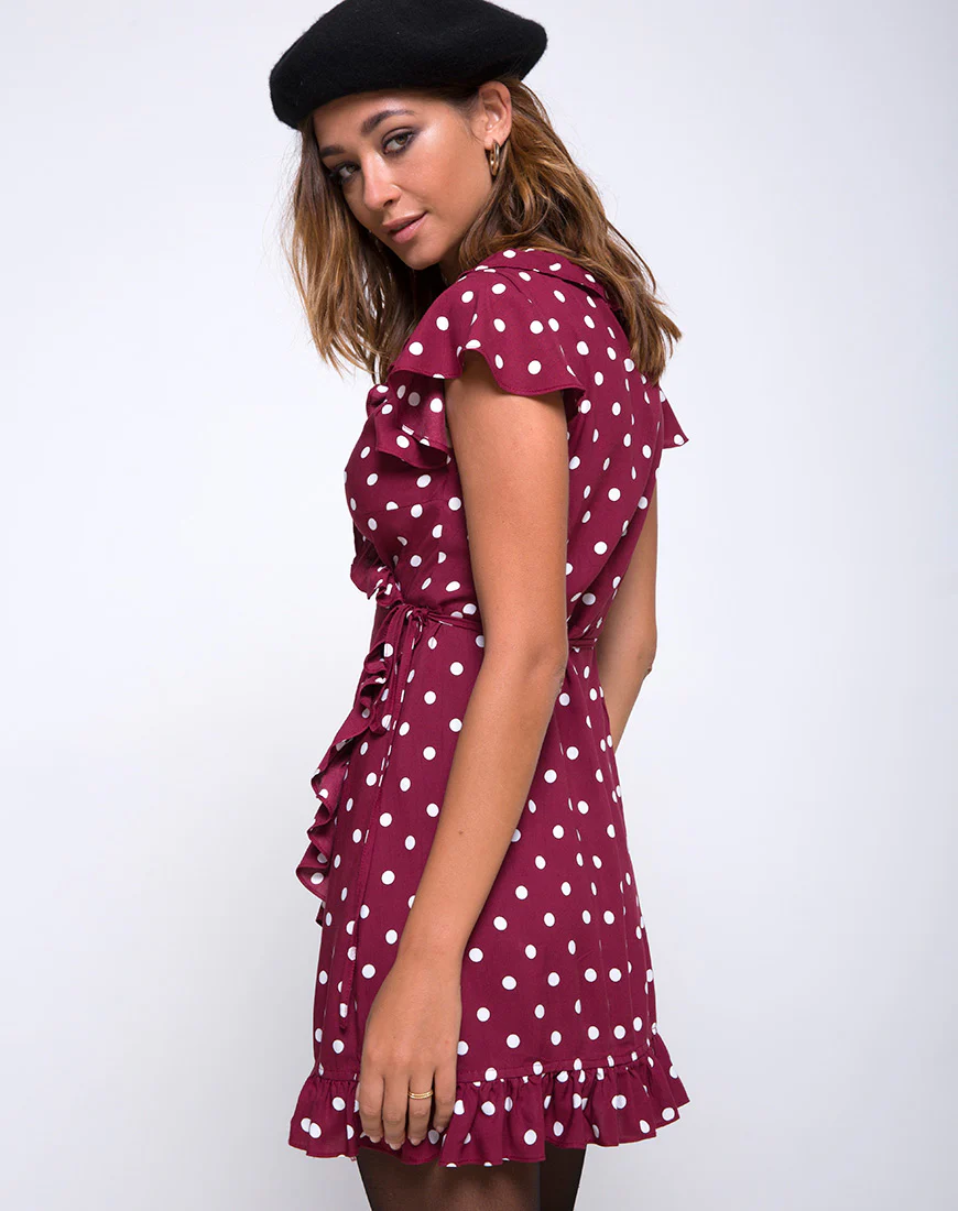 Rica Dress in Medium Polka Wine - Image 2