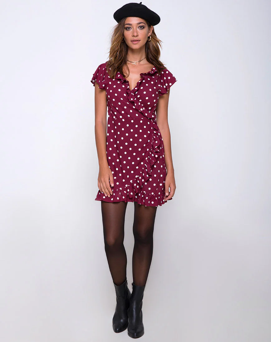 Rica Dress in Medium Polka Wine - Image 3