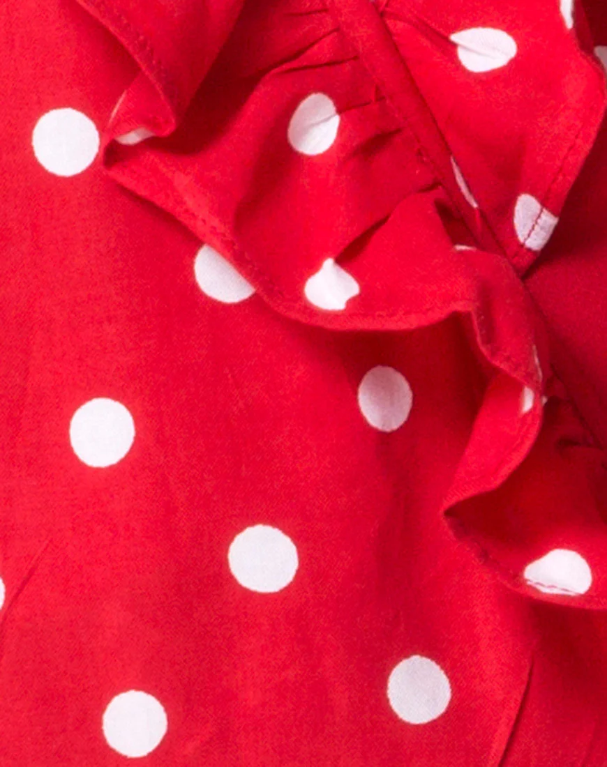 Rica Skater Dress in Medium Polka Red and White - Image 5