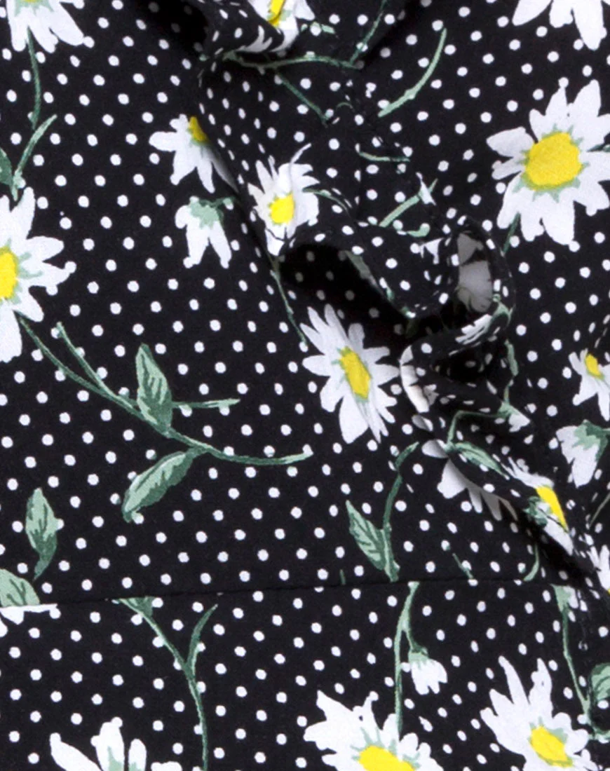 Rica Skater Dress in Polka Daisy Black - Image 5