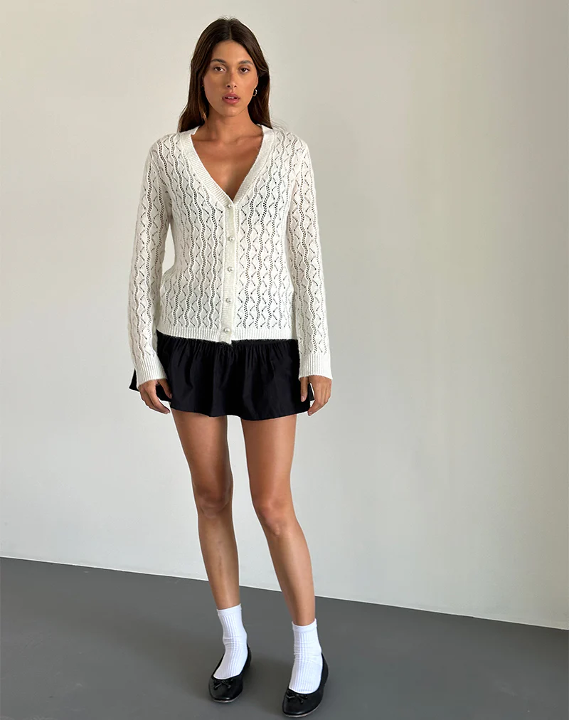 Ricani Open Knit Cardigan in Ivory - Image 3