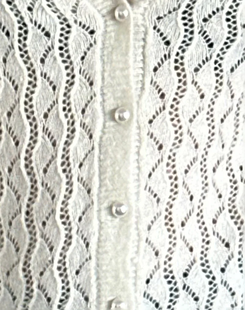 Ricani Open Knit Cardigan in Ivory - Image 6