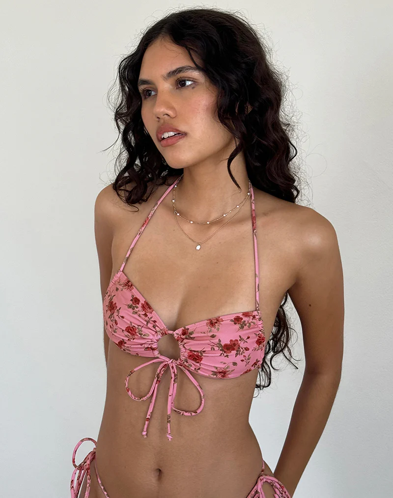 Ricoa Bikini Top in Pink Floral Bloom - Image 2