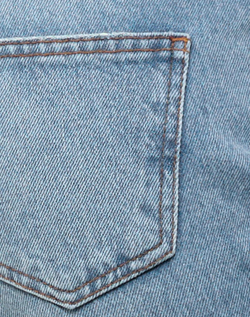 Rigid Low Rise Flare Jeans in Bright Blue Used - Image 6
