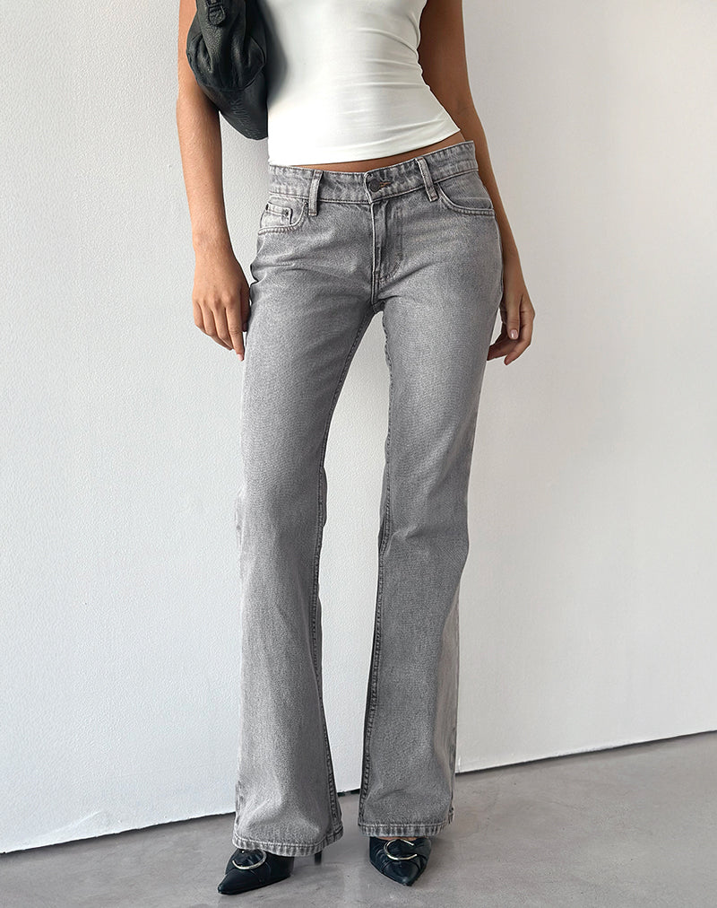 Rigid Low Rise Flare Jeans in Grey Wash - Image 3