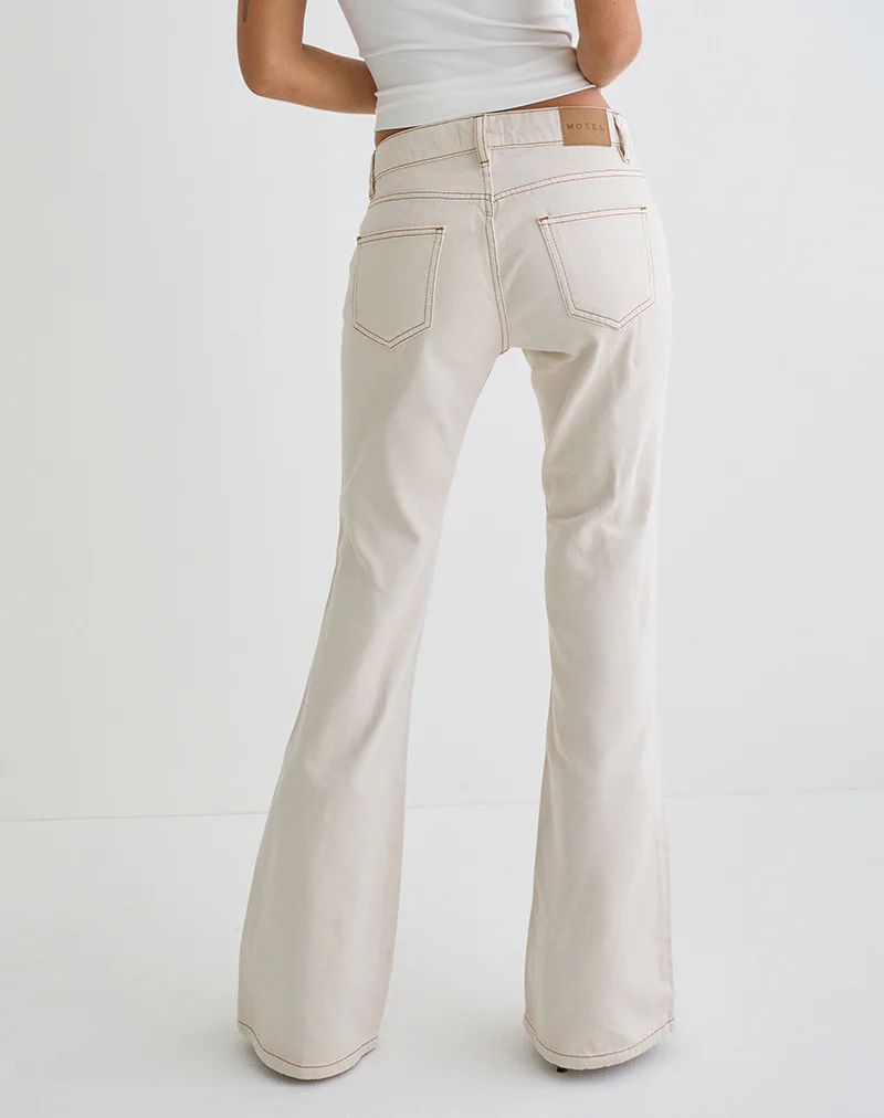Rigid Low Rise Flare Jeans in Off White - Image 5