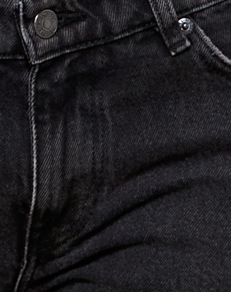 Rigid Low Rise Flare Jeans in Washed Black Grey - Image 7
