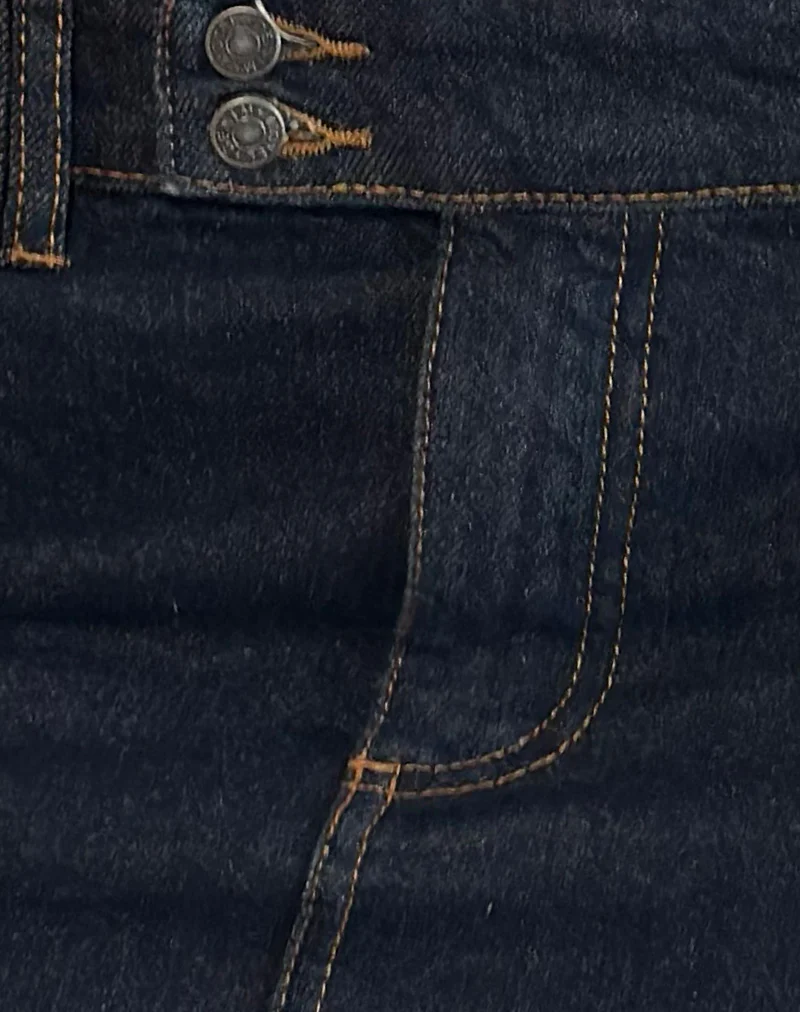 Rigid Micro Denim Skirt in Indigo - Image 6