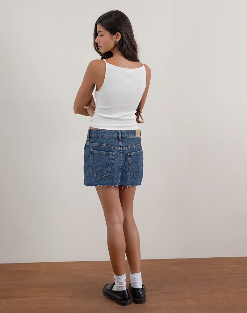 Rigid Micro Denim Skirt in Heritage Blue - Image 3
