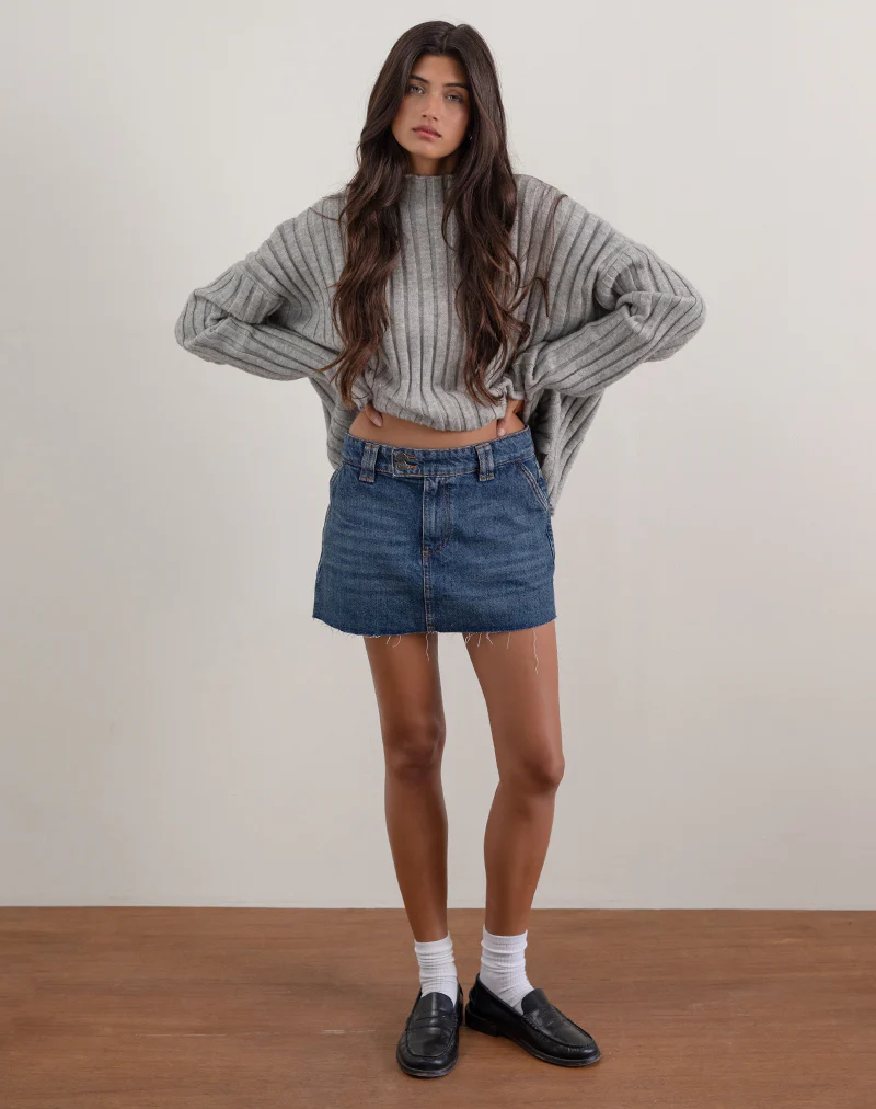 Rigid Micro Denim Skirt in Heritage Blue - Image 4