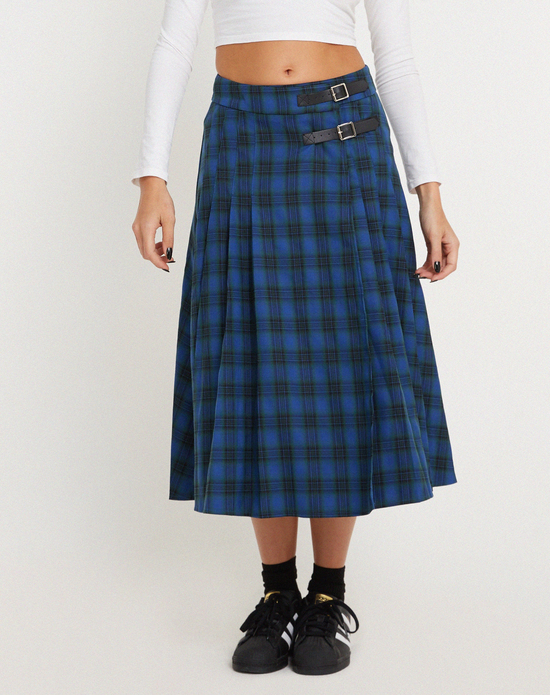 Rigifa Midi Skirt in Tartans Blue Grey - Image 2