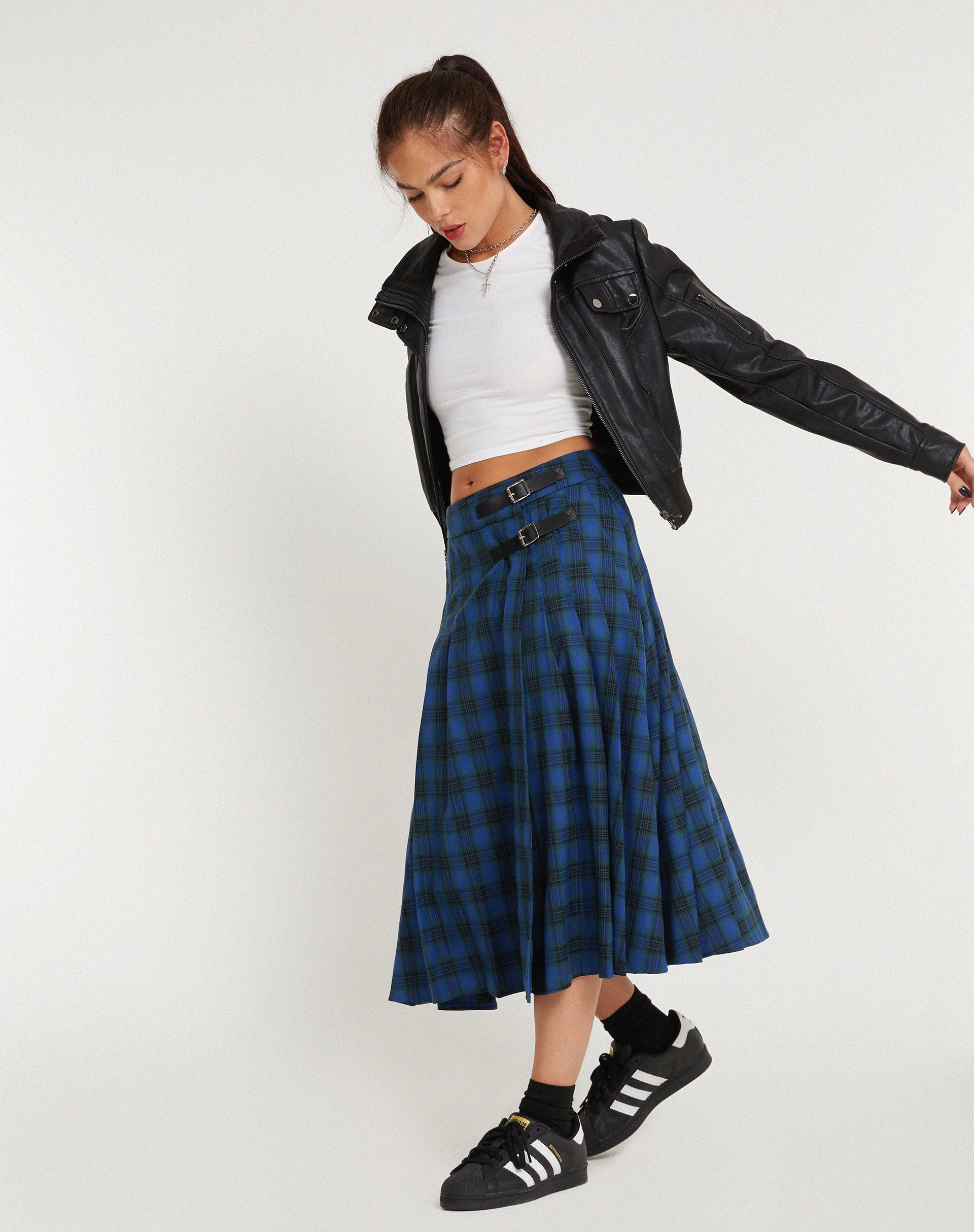 Rigifa Midi Skirt in Tartans Blue Grey - Image 3