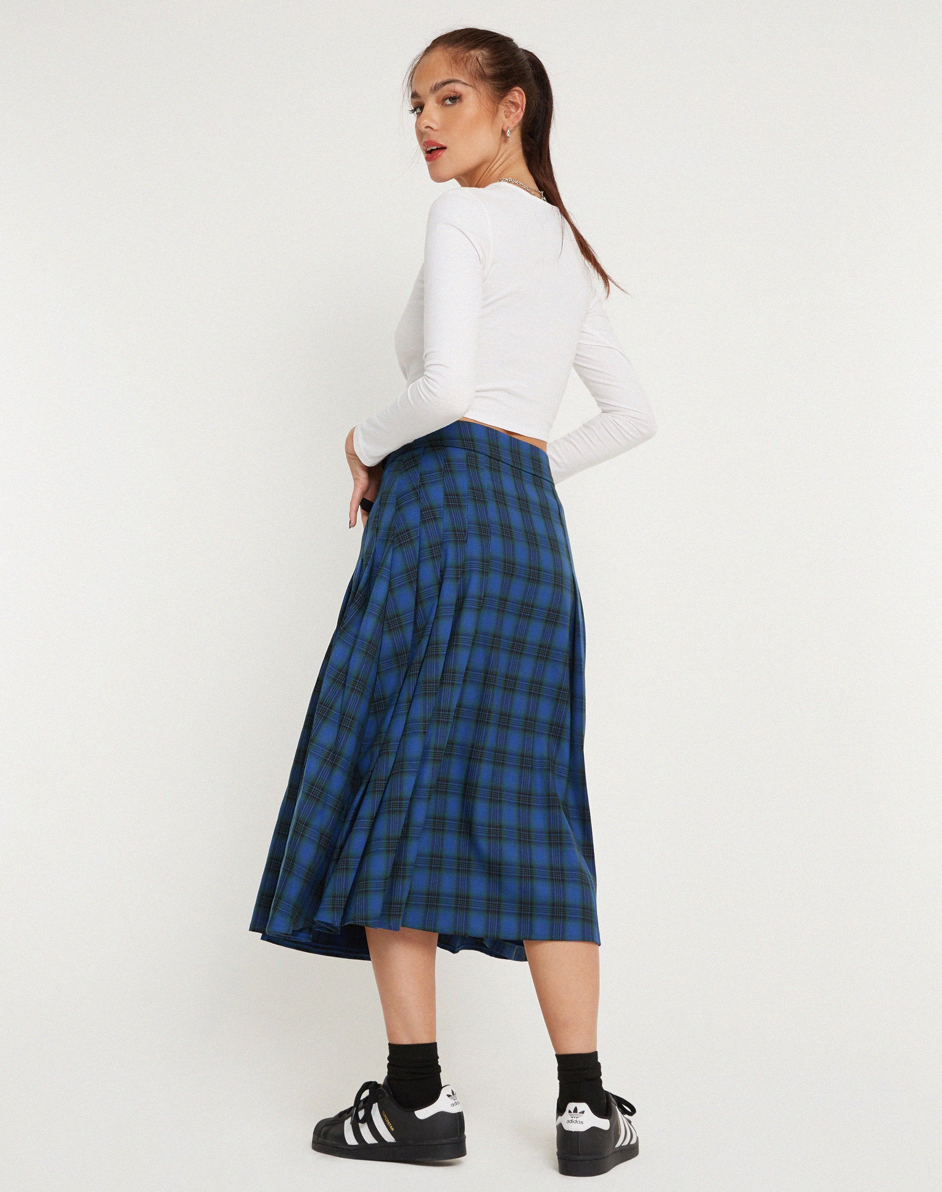 Rigifa Midi Skirt in Tartans Blue Grey - Image 5