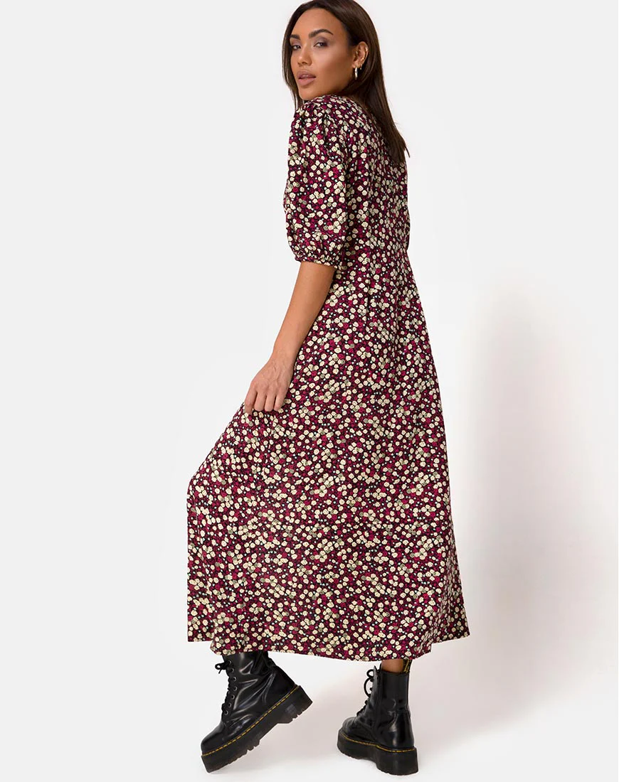 Rigita Dress in Floral Field Plum - Image 4
