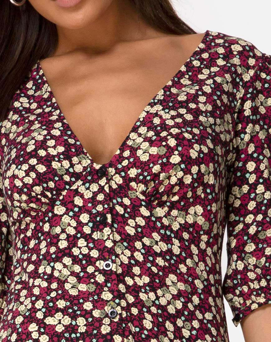 Rigita Dress in Floral Field Plum - Image 5