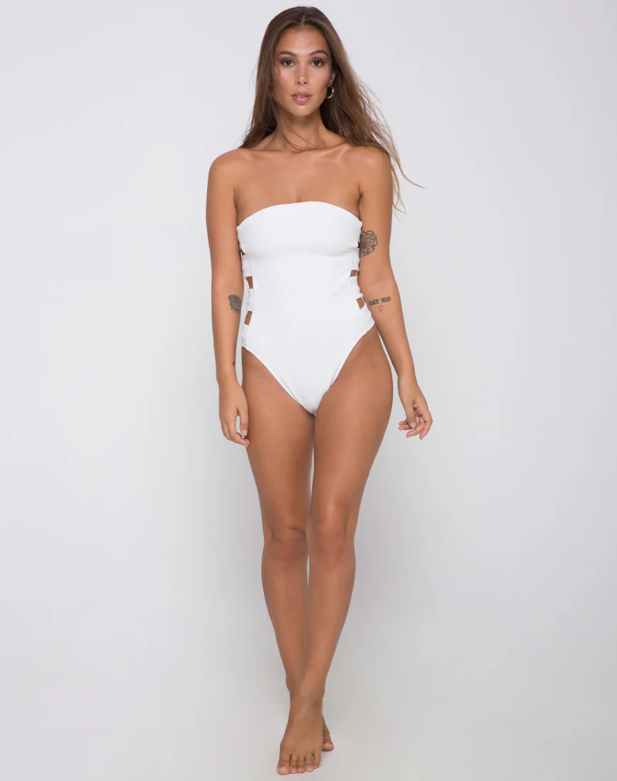 Rikako Bandeau Swimsuit in Ivory - Image 3