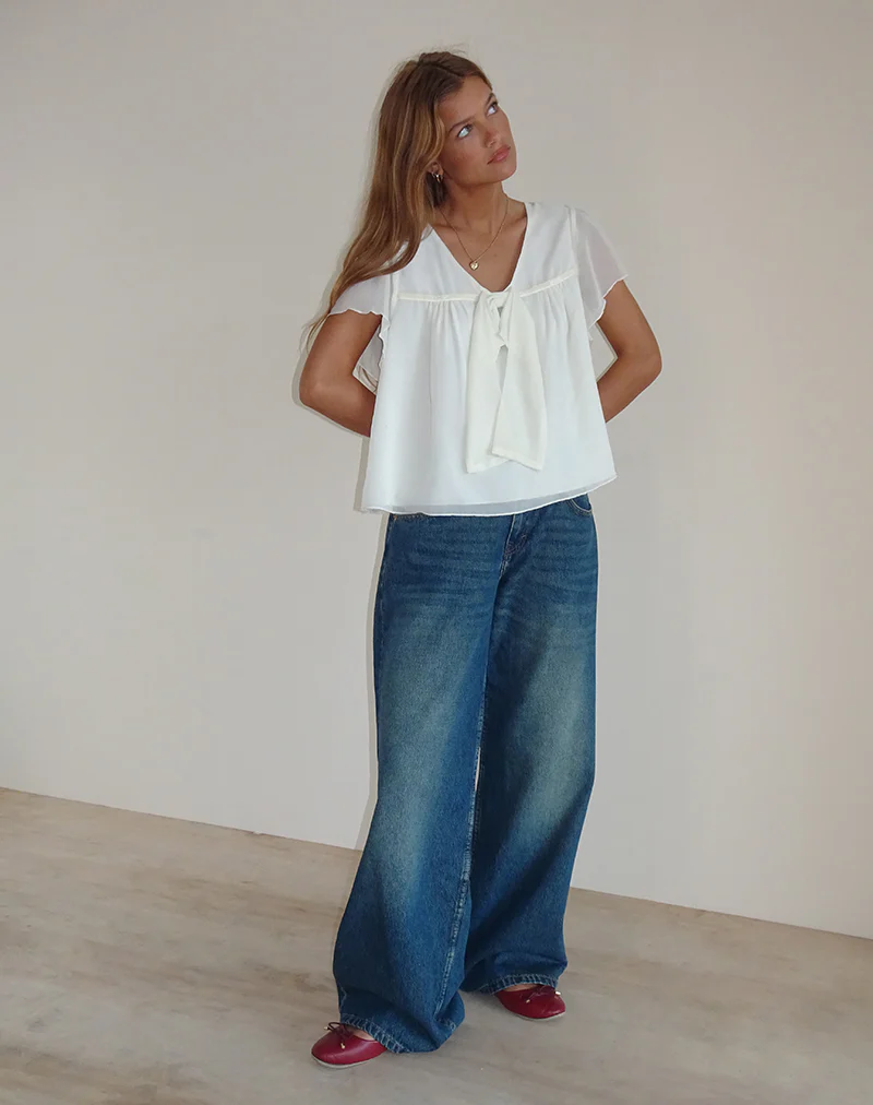 Rike Longline Top in Chiffon Ivory - Image 5