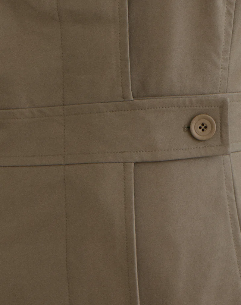 Riku Coat in PU Mushroom - Image 6