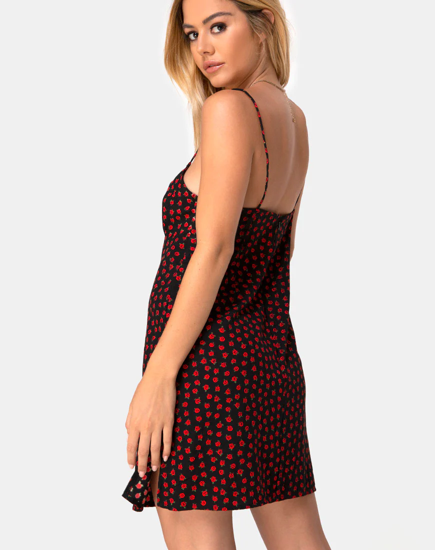 Rilia Dress in Dotty Rose Red - Image 2