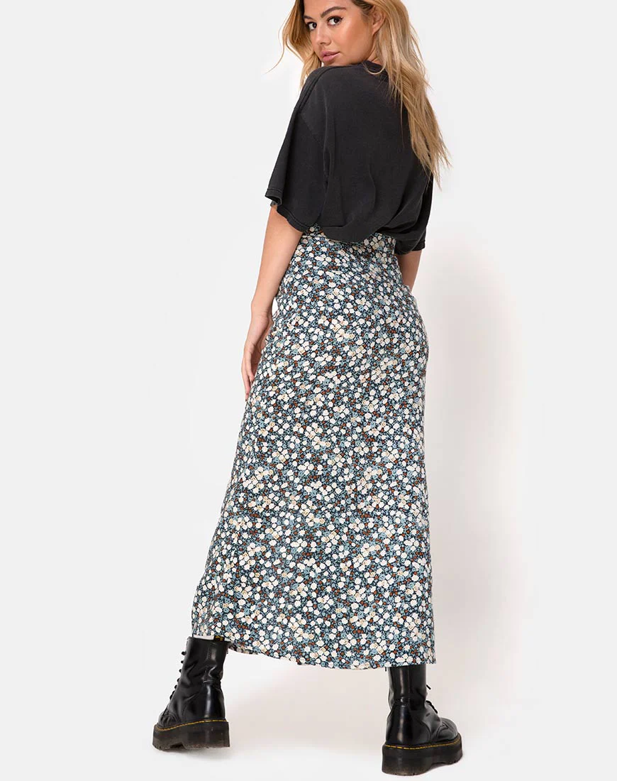 Rima Skirt in Floral Field Navy - Image 2