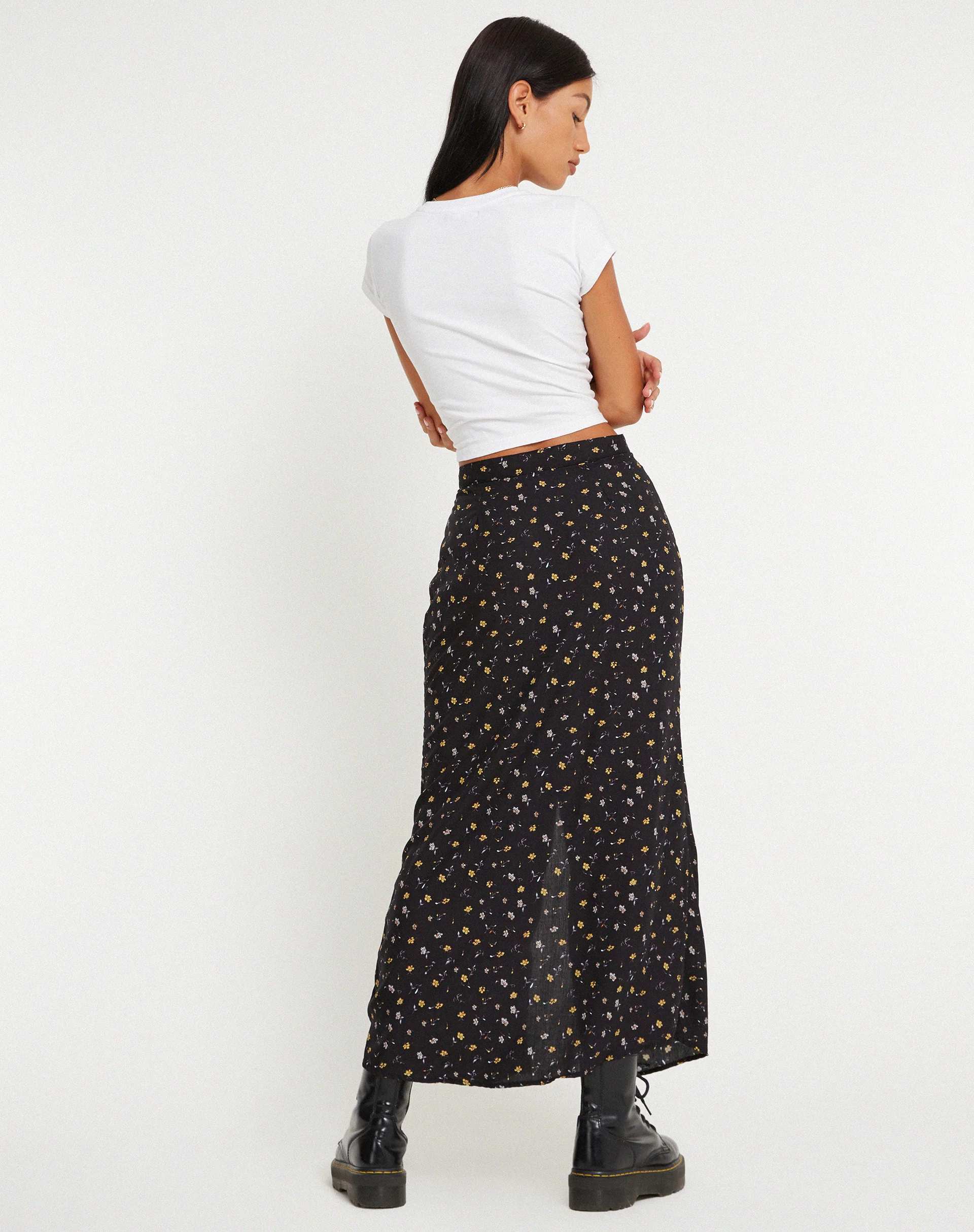 Rima Maxi Skirt in Pretty Petal Black - Image 4