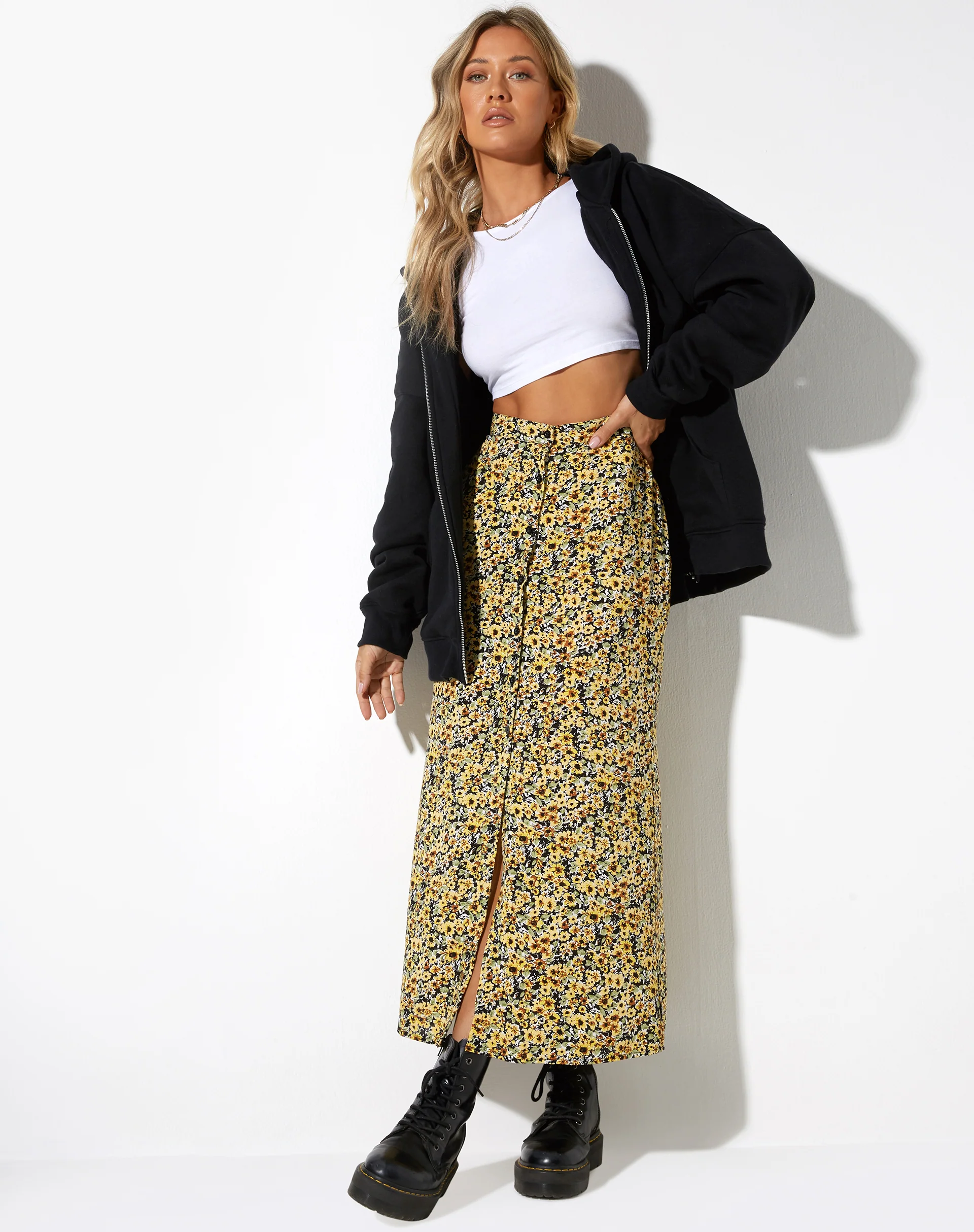 Rima Midi Skirt in Spring Ditsy Yellow - Image 3