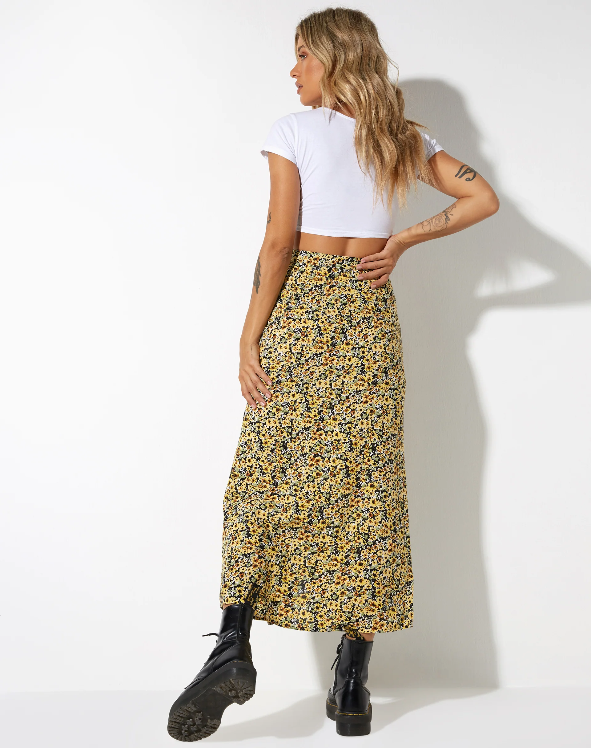 Rima Midi Skirt in Spring Ditsy Yellow - Image 4