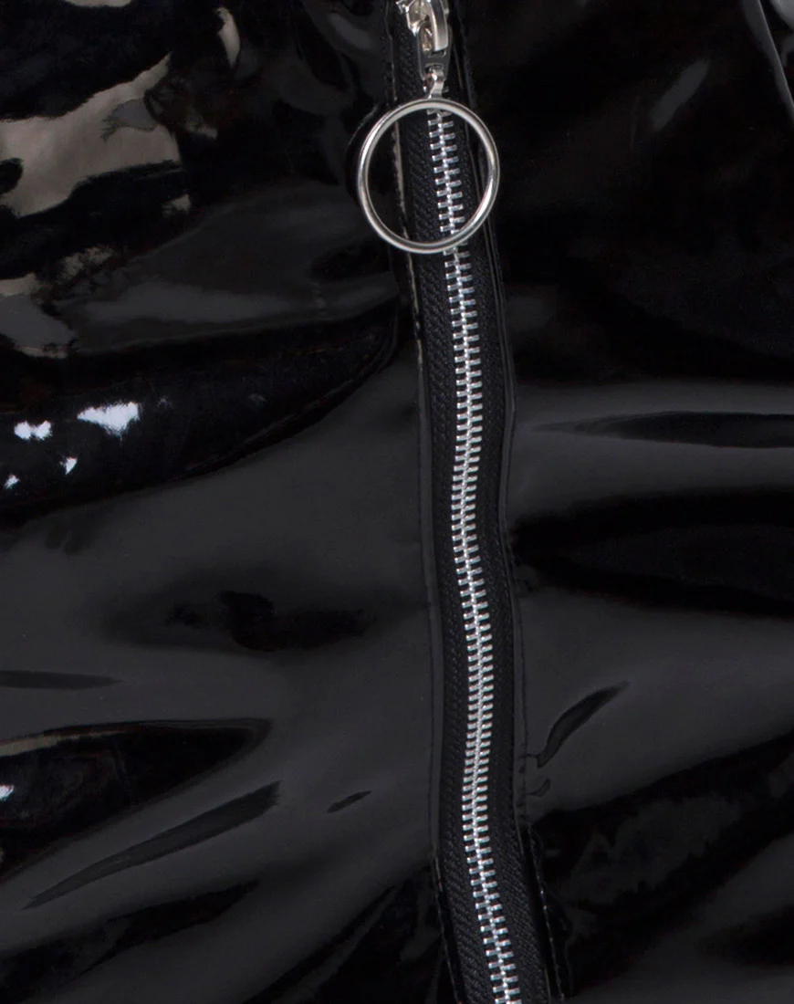 Ring Mini Skirt in PU Shiny Black - Image 6