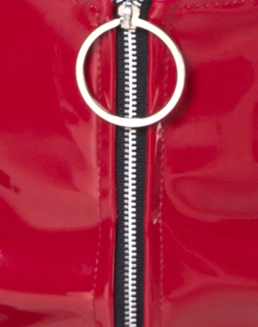 Ring Mini Skirt in Pu Shiny Wine - Image 5