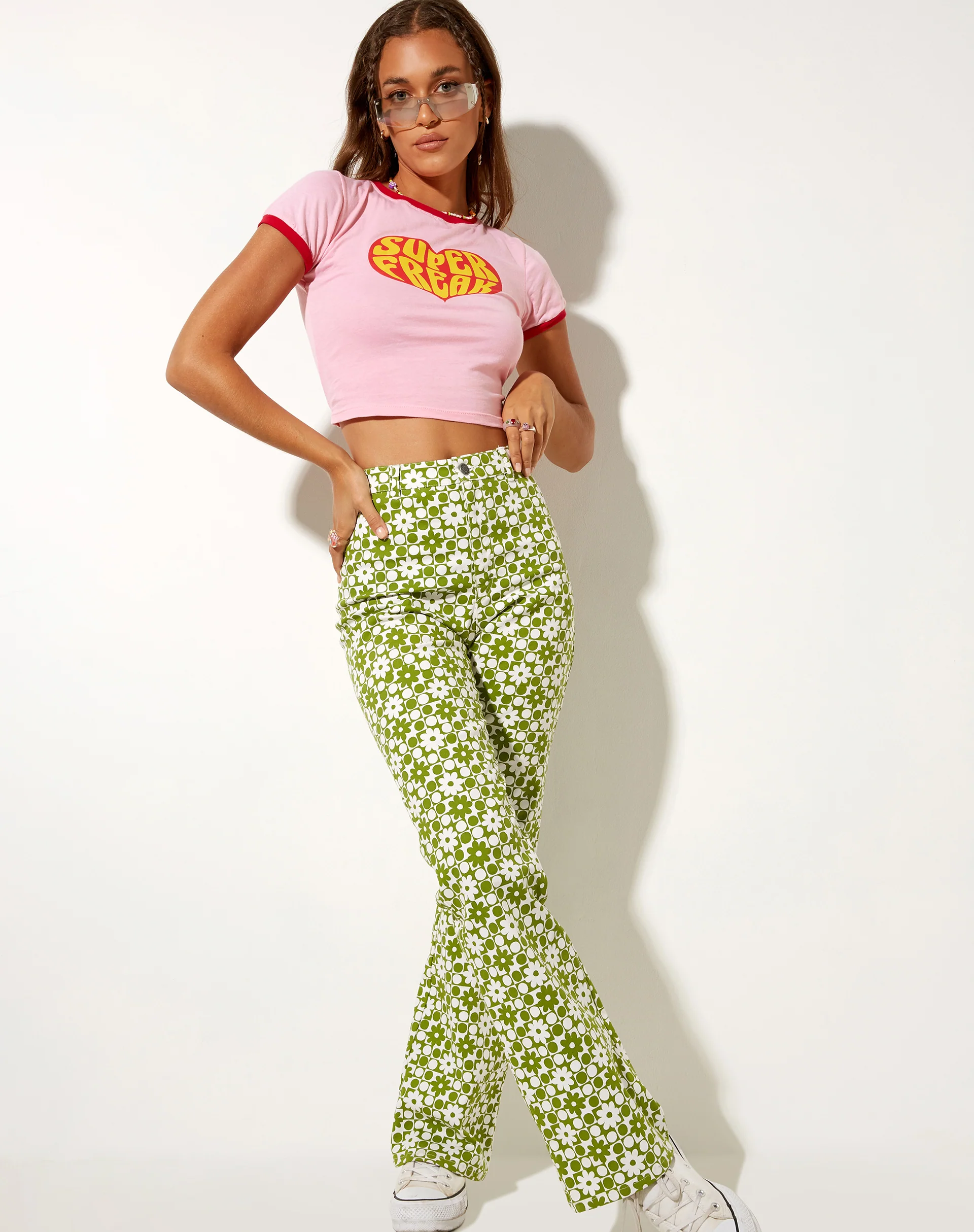 Ringer Tee in Peony Bind Racing Red Super Freak - Image 4