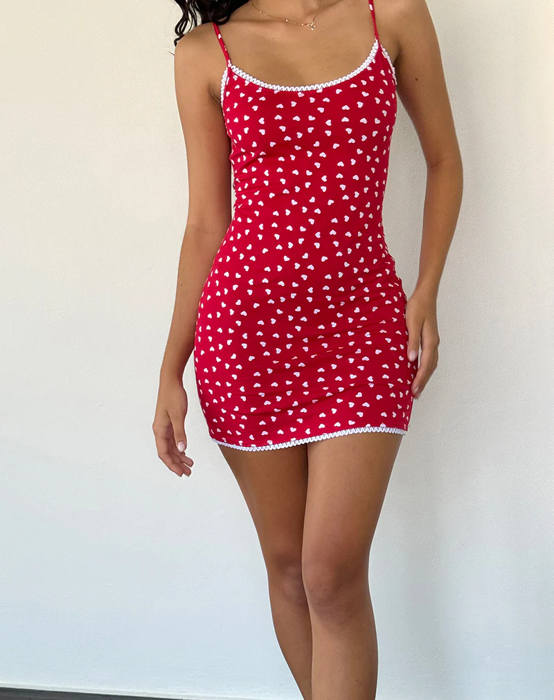 Riniki Bodycon Mini Dress in Heart Red - Image 2